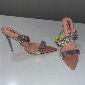 Holographic Bejeweled Heels Size 8